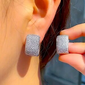 Sterling Silver Zircon Stud Earrings, Wedding, Bridal, Anniversary